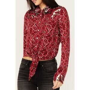 Idyllwind Women's Erwin Printed Tie Front Shirt XS NWT